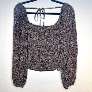 LUCY Paris Blouse Pull On Ruched fabric Semi Sheer Floral Fabric